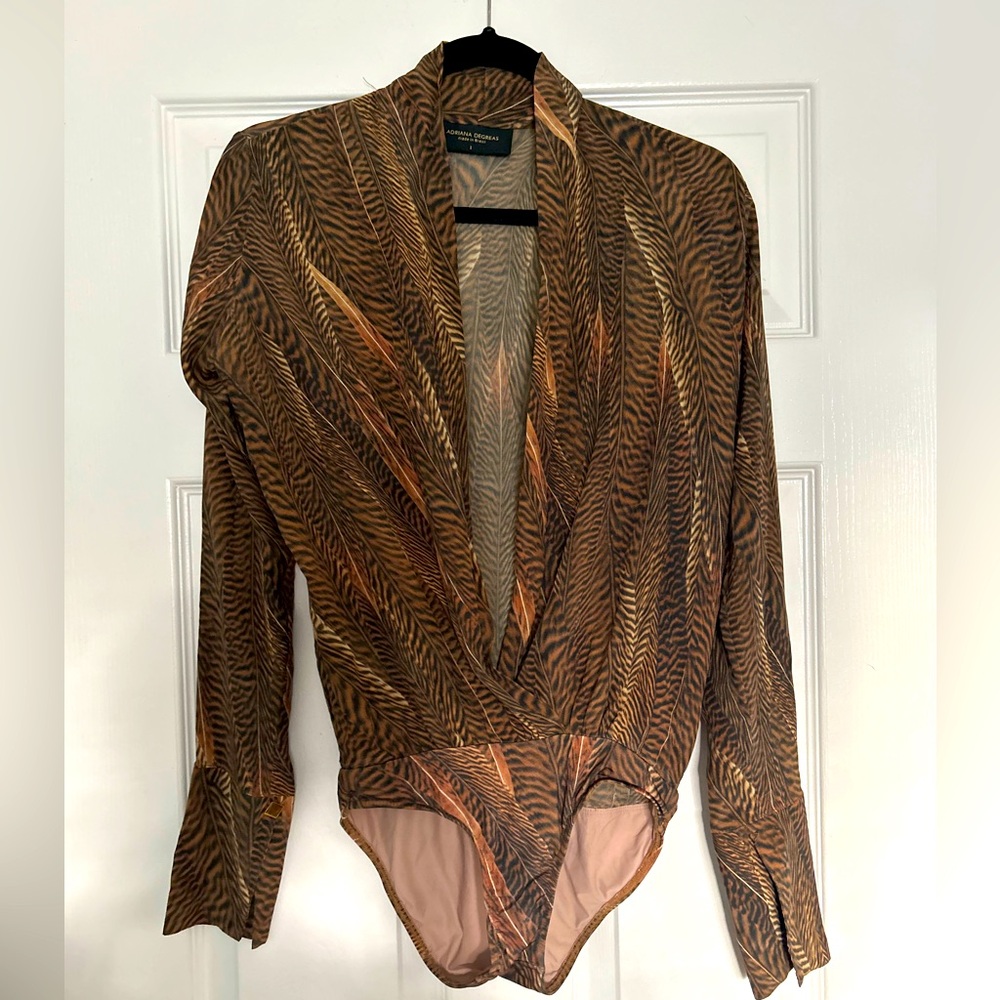Adriana Degreas Brown Patterned Bodysuit